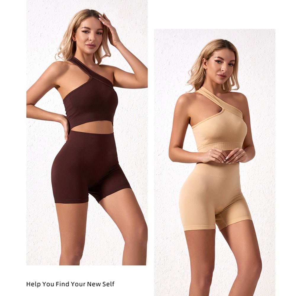 2Pcs Set Olahraga Wanita Kasua - Seamless Ribbed Workout Tank Top ulasan dan harga